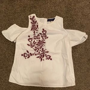 Cold Shoulder Embroidered Blouse